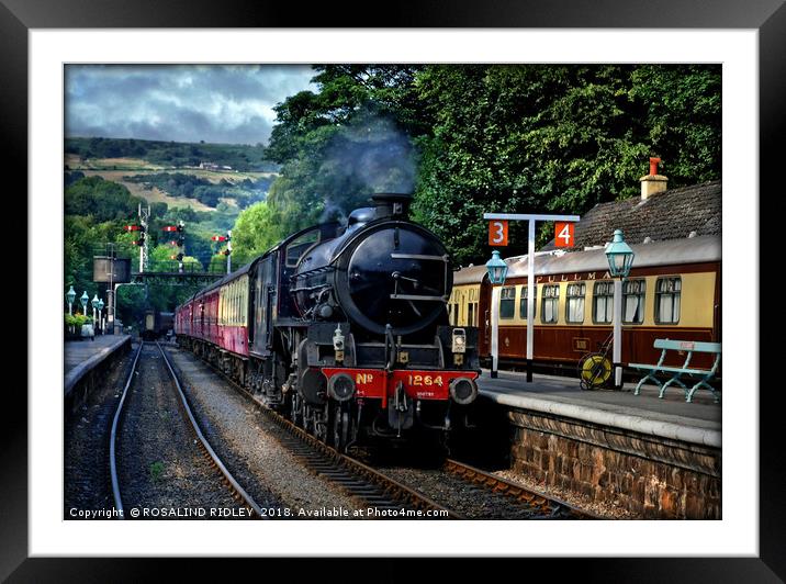 "1264 Arrives at Grosmont" Framed Mounted Print by ROS RIDLEY