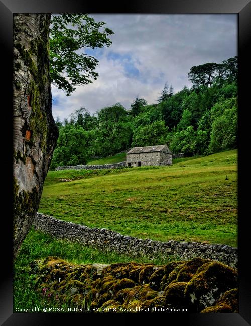 "Stone barn on the hillside 2" Framed Print by ROS RIDLEY