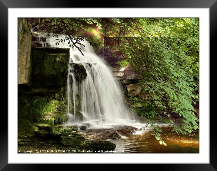 "Shaft of light at the waterfall" Framed Mounted Print by ROS RIDLEY