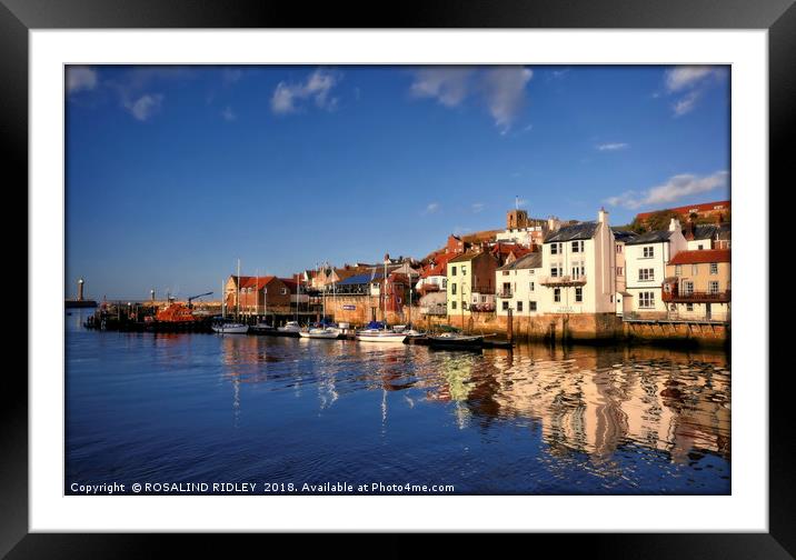 "Blue sky Reflections at Whitby" Framed Mounted Print by ROS RIDLEY