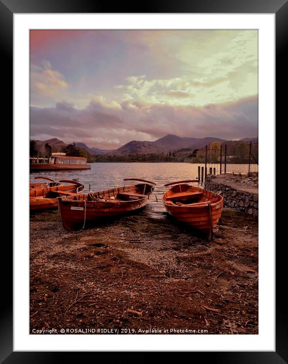 Evening light on Derwentwater boats Framed Mounted Print by ROS RIDLEY