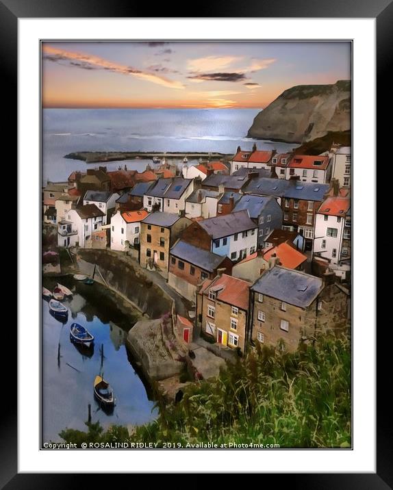 "Sunrise at Staithes" Framed Mounted Print by ROS RIDLEY