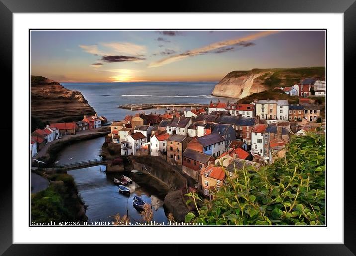 "Staithes Sunrise " Framed Mounted Print by ROS RIDLEY