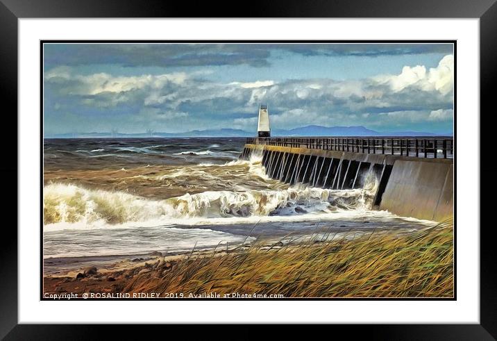 "Stormy seas at Maryport" Framed Mounted Print by ROS RIDLEY
