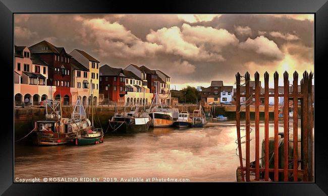 "Cloudy sunset at Maryport" Framed Print by ROS RIDLEY