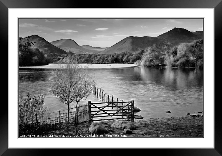 "B & W across Derwentwater" Framed Mounted Print by ROS RIDLEY