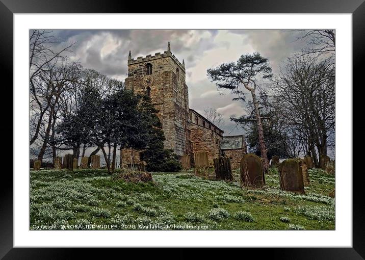 "Snow drops and storm clouds at St.Laurences Churc Framed Mounted Print by ROS RIDLEY