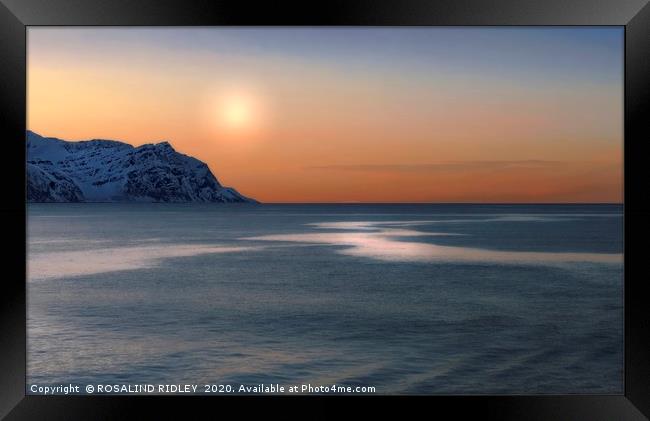"Sun setting over an Arctic sea" Framed Print by ROS RIDLEY