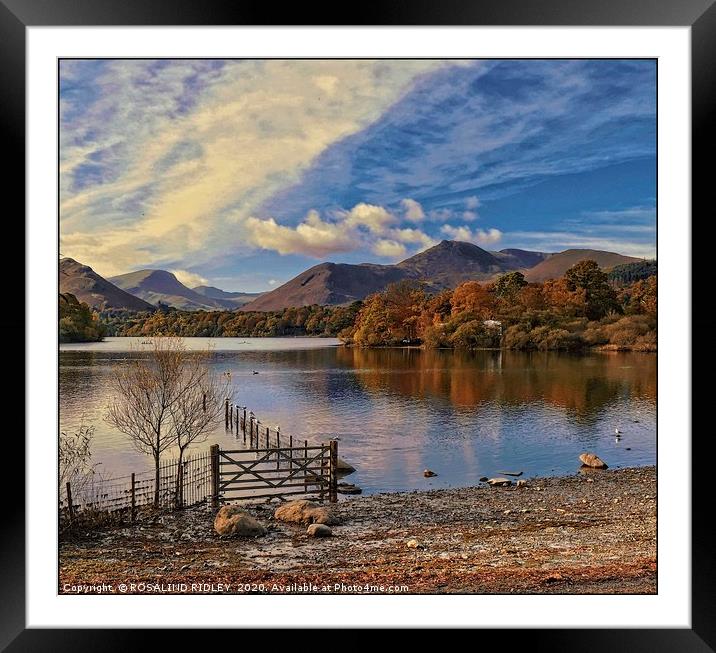 "Blue reflections Derwentwater" Framed Mounted Print by ROS RIDLEY