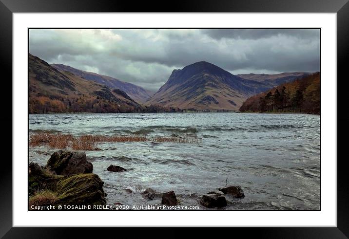 "Misty mountains , stormy lake" Framed Mounted Print by ROS RIDLEY