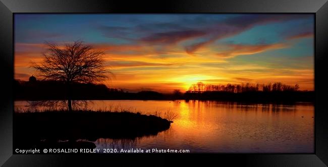 "Sunset reflections across the lake" Framed Print by ROS RIDLEY