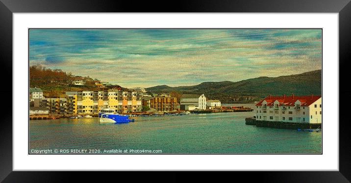 Kristiansund Harbour Norway Framed Mounted Print by ROS RIDLEY