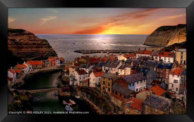 "Lighting up Staithes" Framed Print by ROS RIDLEY