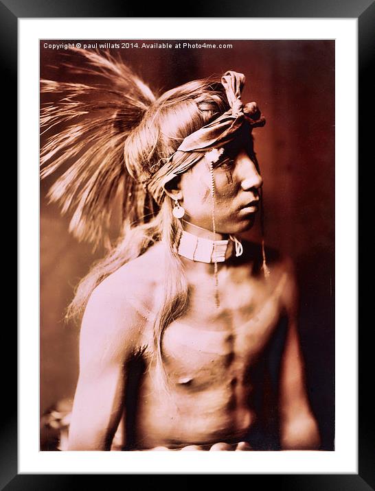  Young Native American Framed Mounted Print by paul willats