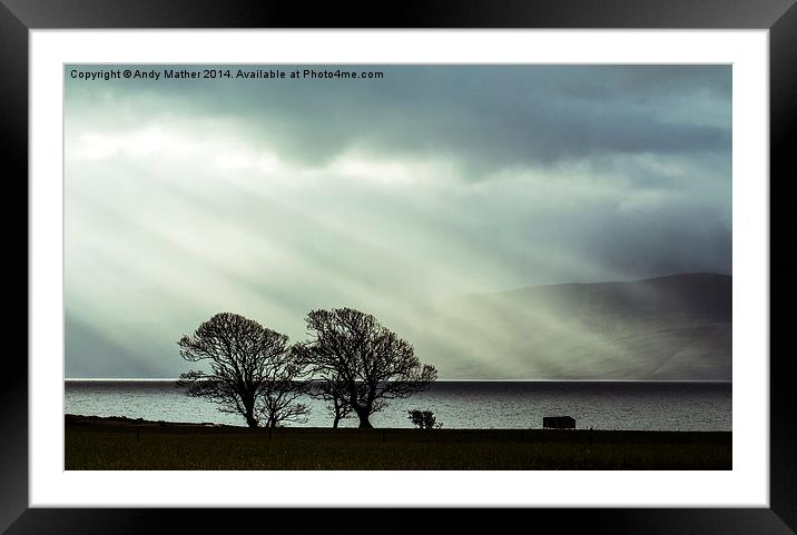   Crepuscular Rays on the Isle of Bute Framed Mounted Print by Andy Mather