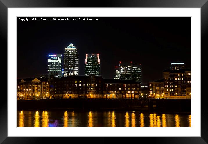  Canary Wharf from Wapping Framed Mounted Print by Ian Danbury