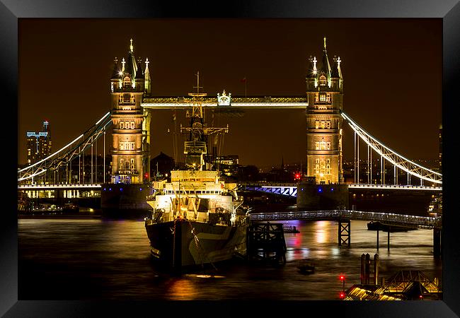  HMS Belfast by Tower Bridge Framed Print by Ian Danbury