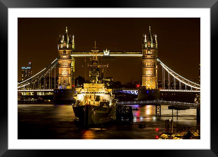  HMS Belfast by Tower Bridge Framed Mounted Print by Ian Danbury