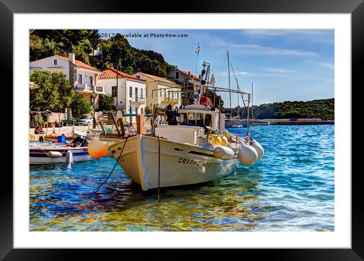 Boat in Greek islands Framed Mounted Print by Ian Danbury