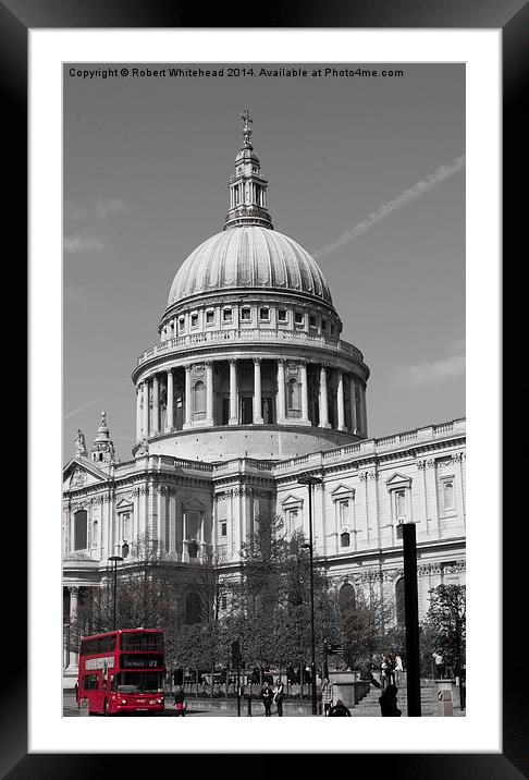  Red London Bus in front of St Paul's Framed Mounted Print by Robert Whitehead