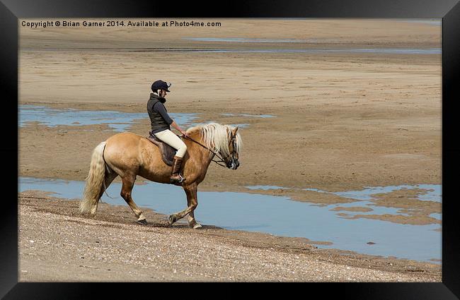  Horse and Rider at Anderby Creek Framed Print by Brian Garner