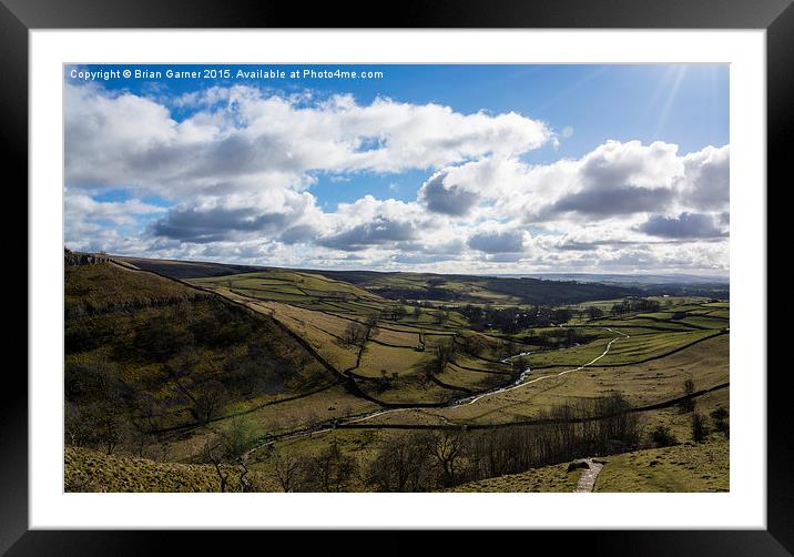  View over the dale to Malham from Malham Cove Framed Mounted Print by Brian Garner