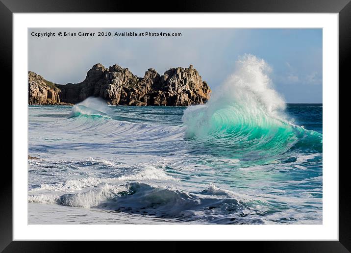 Wave Tunnel on Porcurno Beach Framed Mounted Print by Brian Garner