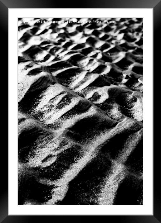 Brancaster Beach Sand Ripples in Black and White Framed Mounted Print by Brian Garner