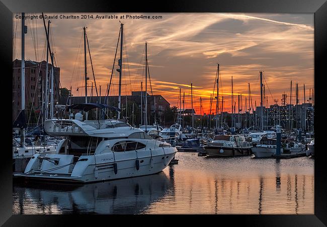  Marina Sunset Framed Print by David Charlton