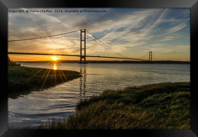 Humber Bridge Sunset Framed Print by David Charlton