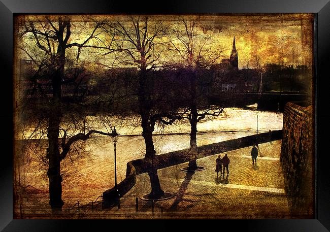  A Romaticised Chester Riverwalk Scene Framed Print by Mal Bray