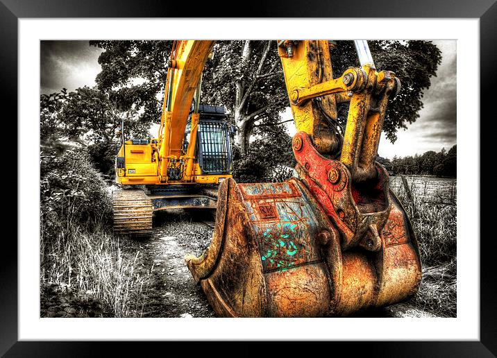  Excavator Framed Mounted Print by Mal Bray