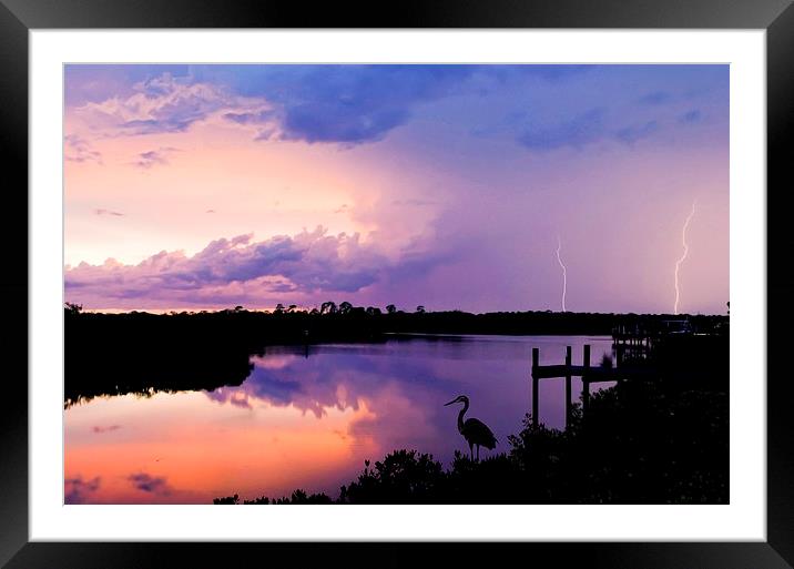  Two Lightning Strikes over the River Braden Framed Mounted Print by Mal Bray