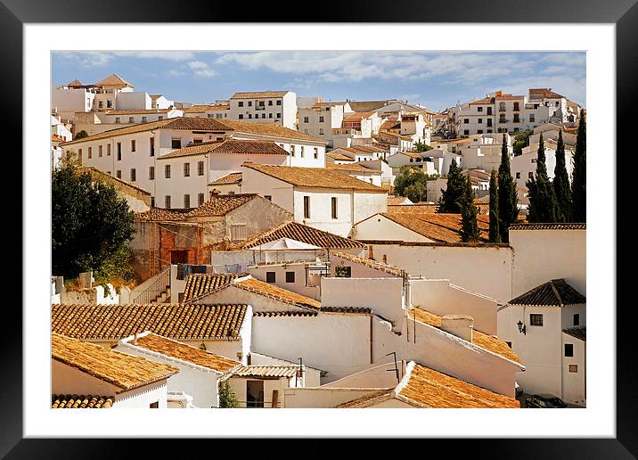  Andalusian White Washed Village Framed Mounted Print by Mal Bray