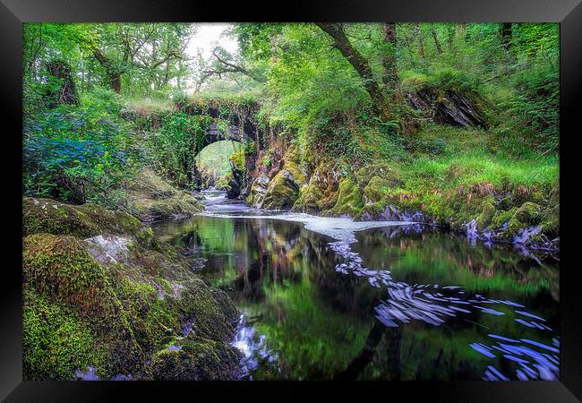  The Roman Bridge over the River Machno, Conwy, Wa Framed Print by Mal Bray