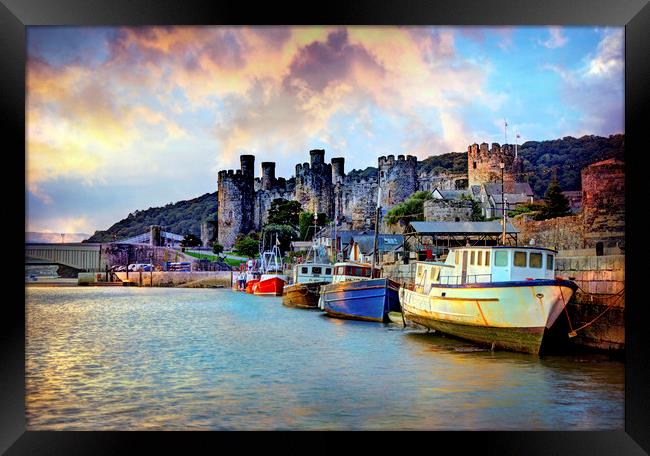 Conwy Castle and Quay at Sunrise Framed Print by Mal Bray