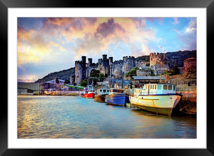 Conwy Castle and Quay at Sunrise Framed Mounted Print by Mal Bray