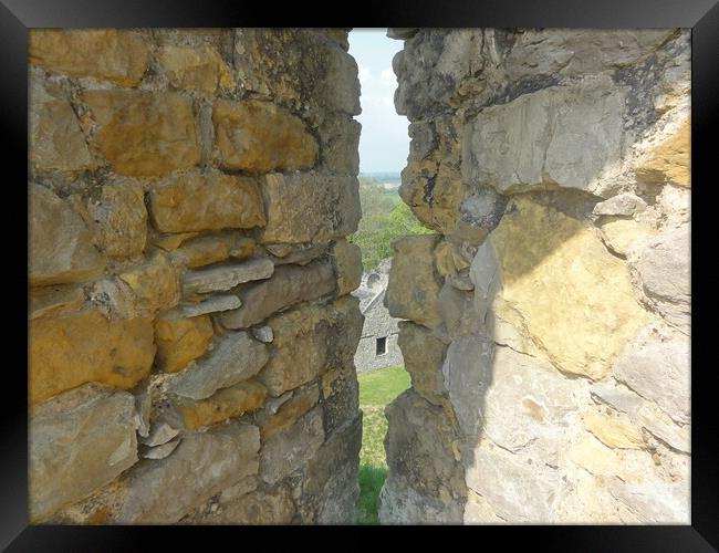 Pickering Castle Arrow Slit Framed Print by John Bridge