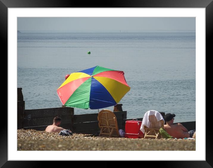 Sunshade at Whitstable Framed Mounted Print by John Bridge