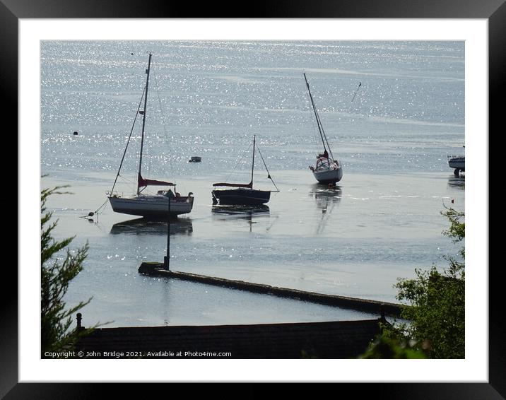 Yachts at Leigh on Sea at Low Tide Framed Mounted Print by John Bridge