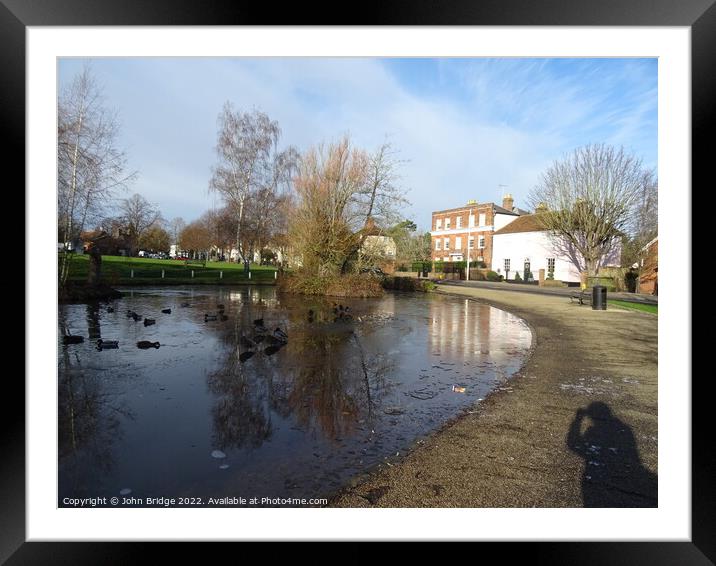 Winter on the Duck  Pond at Writtle Framed Mounted Print by John Bridge