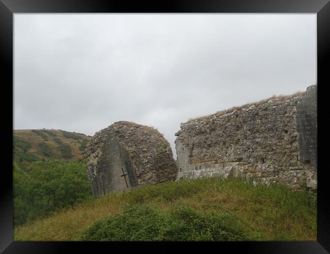 Corfe Castle Ruins Framed Print by John Bridge