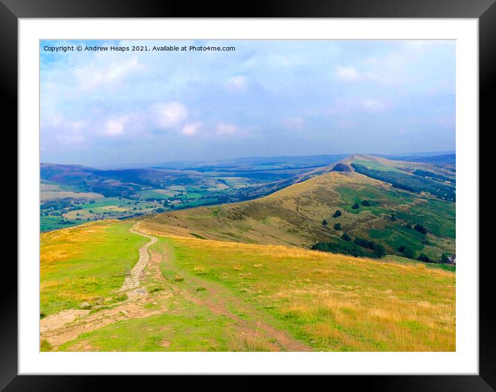 Great ridge in Peak District of Mam Tor Framed Mounted Print by Andrew Heaps