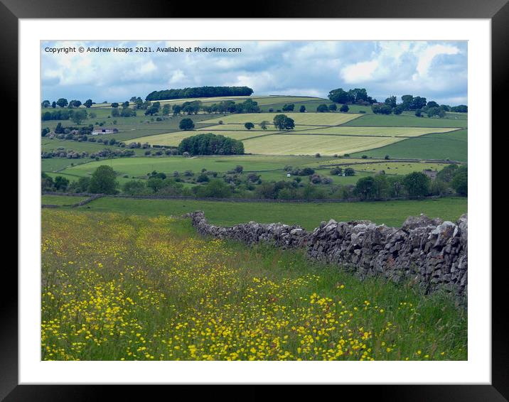 Rolling fields around Lathkill Dale Framed Mounted Print by Andrew Heaps
