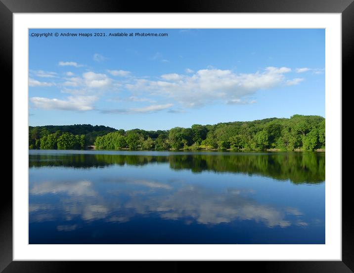Knypersley reservoir reflections Framed Mounted Print by Andrew Heaps