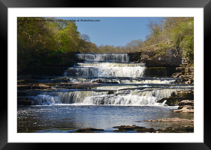 Aysgarth Falls cascading water. Framed Mounted Print by Andrew Heaps