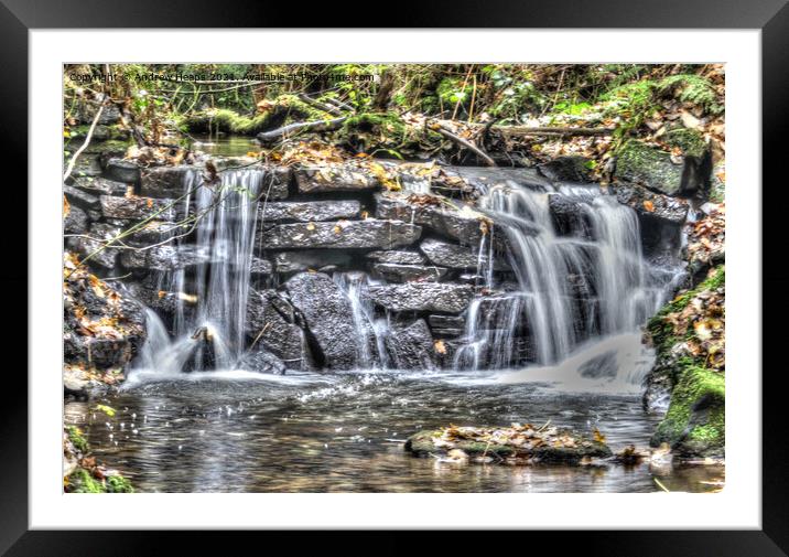 Small misty waterfall Framed Mounted Print by Andrew Heaps