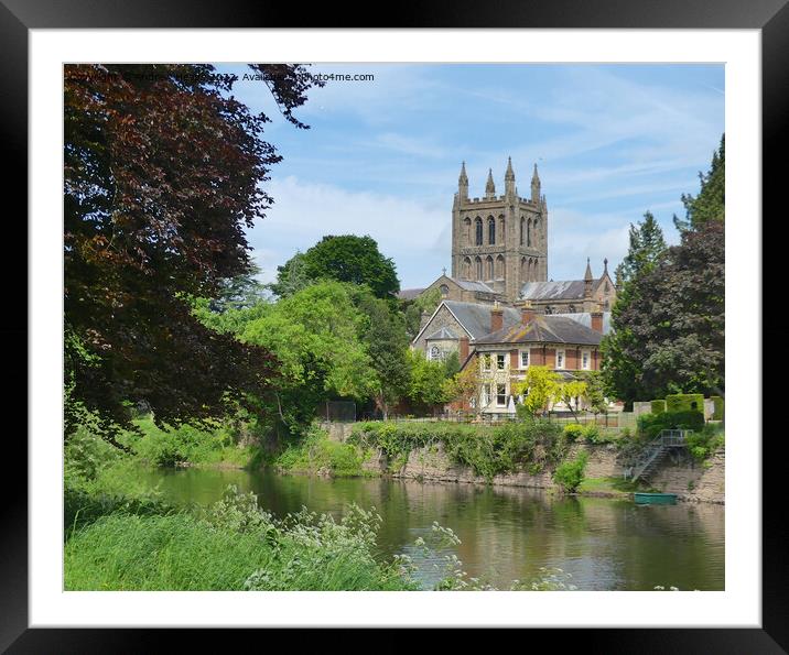 Majestic Hereford Cathedral by the River Framed Mounted Print by Andrew Heaps