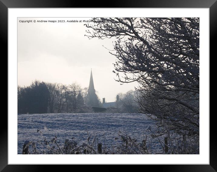Cold and frosty morning looking towards Knypersley Framed Mounted Print by Andrew Heaps