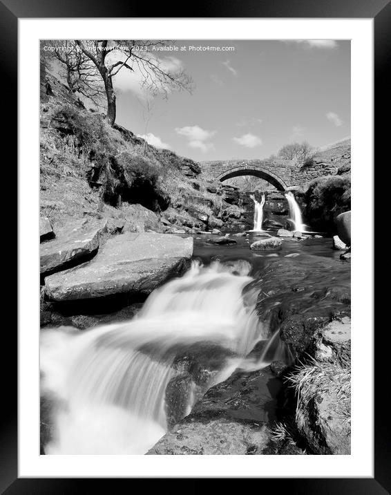 Dreamy water at Three Shires Head  Framed Mounted Print by Andrew Heaps